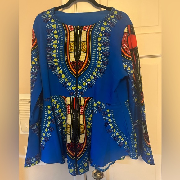 Long sleeve ankara African print peplum top! Excellent condition! - Picture 2 of 5